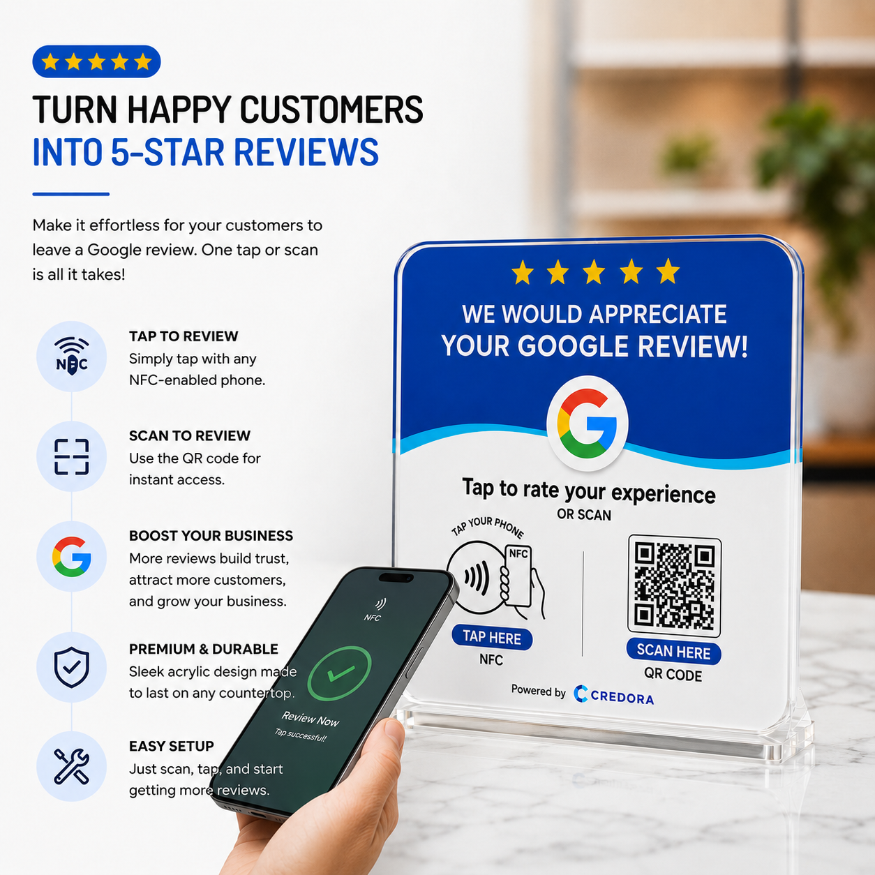 Credora Smart Google Review Plate